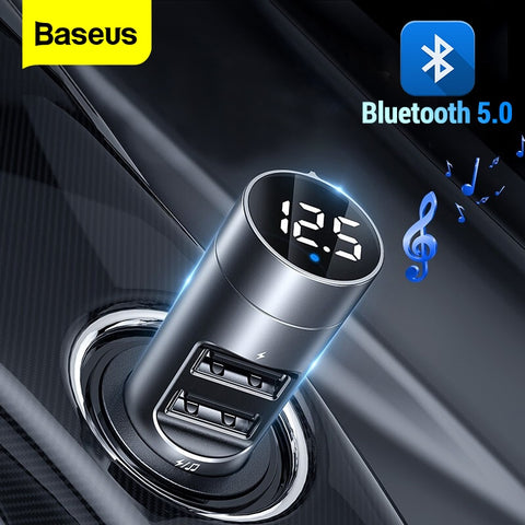 Baseus FM Transmitter Car Wireless Bluetooth 5.0 FM Radio Modulator Car Kit 3.1A USB Car Charger