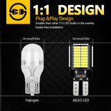 AILEO New T15 906 W16W LED Backup Light Bulbs High Power 4014 45-SMD Chipsets 7W 1800LM Error Free 912 921 Reverse Lights 6000K