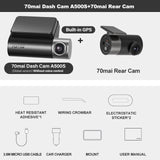70mai Dash Cam Pro Plus+ A500S 1944P GPS ADAS Car Camera 70mai A500S Car DVR 24H Parking Support Rear Cam 140FOV Auto Recorder