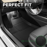 For Tesla Model 3 Model Y 2021 Floor Mat Fits Ultimate All Weather Waterproof 3D Floor Liner Full Set Front & Rear Interior Mats