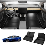 For Tesla Model 3 Model Y 2021 Floor Mat Fits Ultimate All Weather Waterproof 3D Floor Liner Full Set Front & Rear Interior Mats