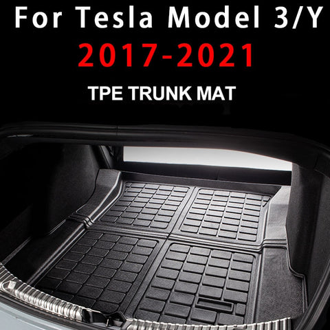 New Car TPE Rubber Rear Trunk Mat Customized Trunk Mat Floor Waterproof Tasteless Protective Pads For Tesla Model 3 Y 2017- 2021